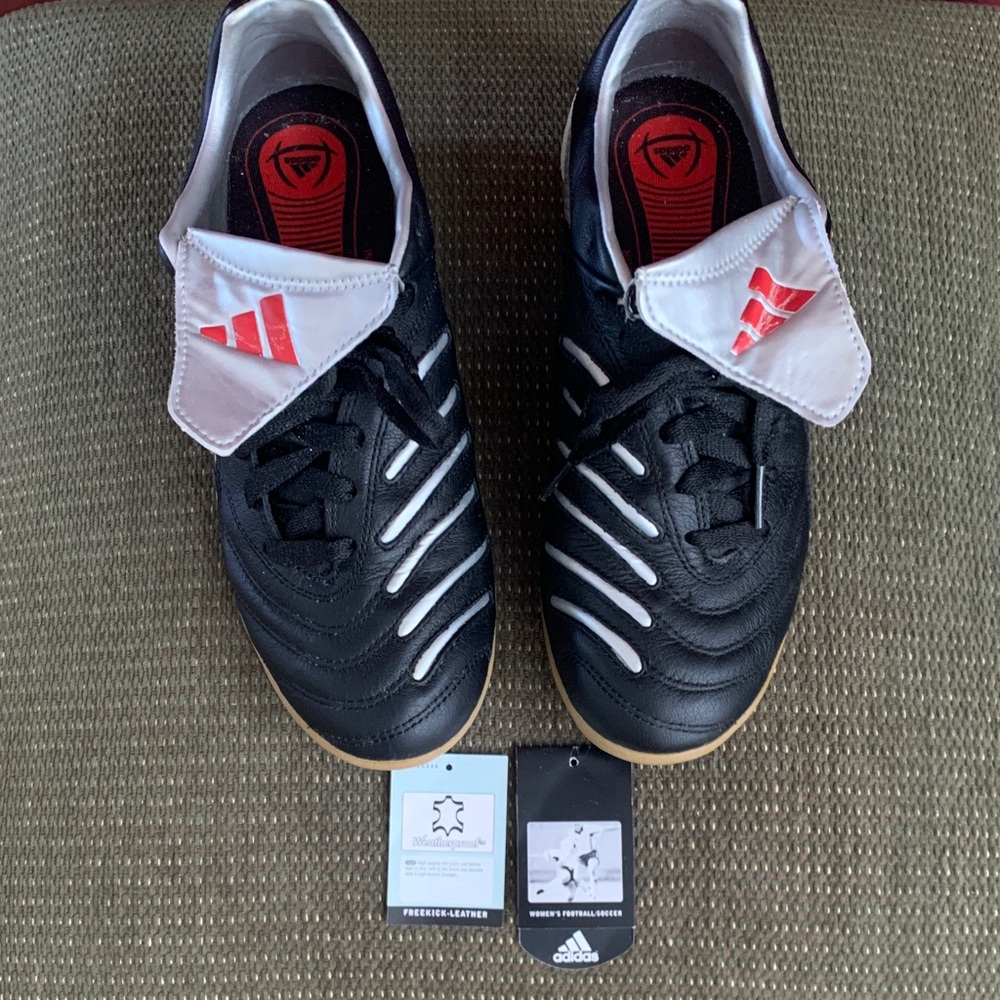 Women’s Adidas  Black and Silver Athletic Soccer Shoes